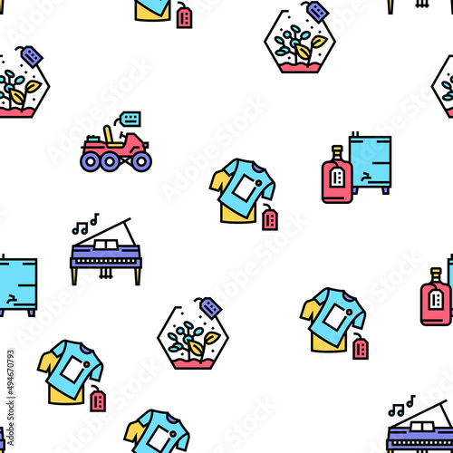 Diy Crafts Handmade Vector Seamless Pattern Thin Line Illustration