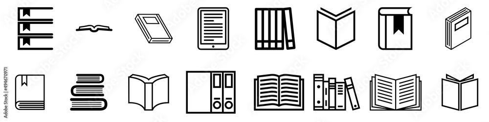 Books vector icons set. Book icon. library illustration simbol collection. Education logo or sign. Books vector icons set. Book icon. library illustration simbol collection. Education logo or sign.