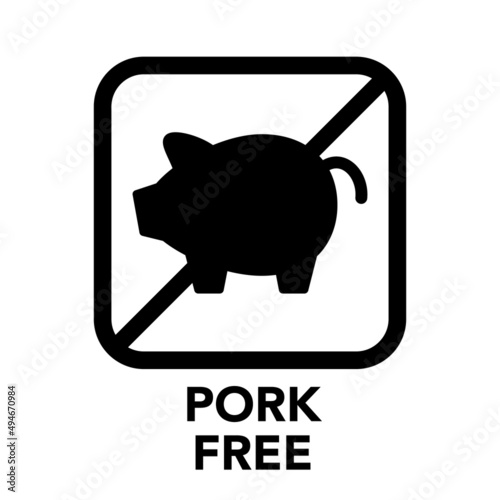 Square frame pork free icon, one of the food allergy icons set	
