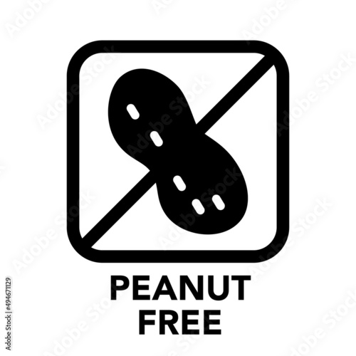 Square frame peanut free icon, one of the food allergy icons set	
