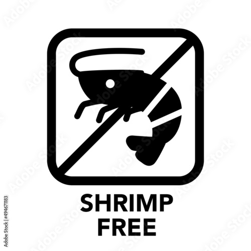 Square frame shrimp free icon, one of the food allergy icons set	
