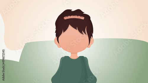 Cute baby girl in flat style. Poster with a teenage girl. Vector illustration.