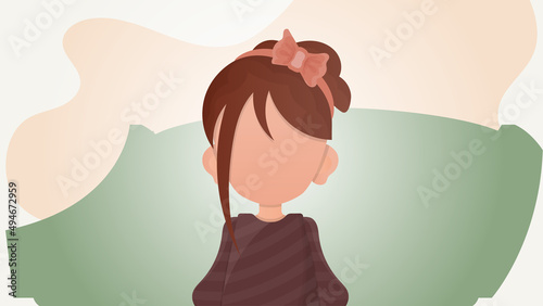 Little girl child in flat style. Poster with a teenage girl. Vector illustration.