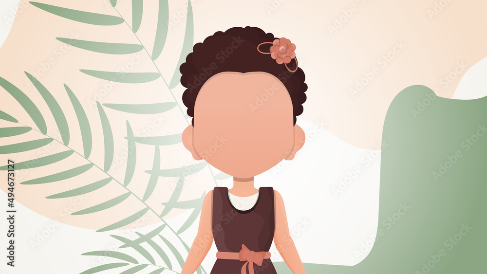Cute girl in flat style. Poster with a teenage girl. Vector illustration. Cute girl in flat style. Poster with a teenage girl. Vector illustration.