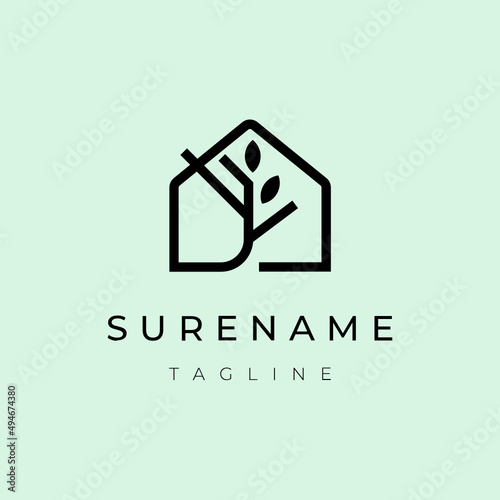 House leaf velvet logo illustration inspiration custom logo design vector
