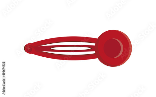 Red female hairpin isolated on white background. Cartoon style. Vector.