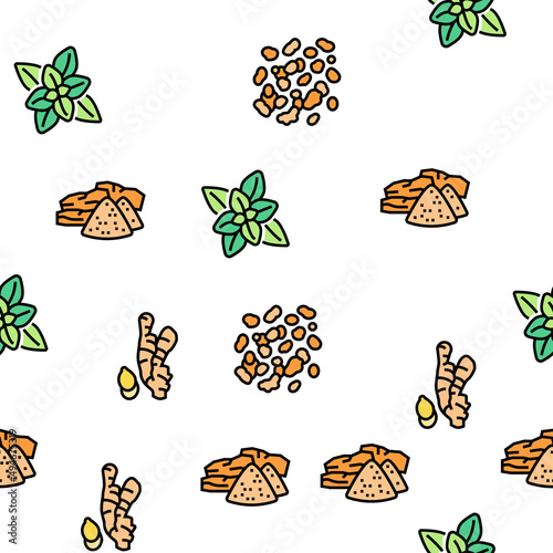 Aromatherapy Herbs Vector Seamless Pattern Thin Line Illustration