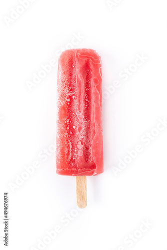 Strawberry popsicle isolated on white background 