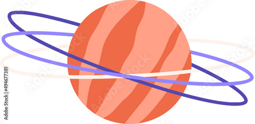 Abstract Planet Globe with Rings Cartoon Illustration