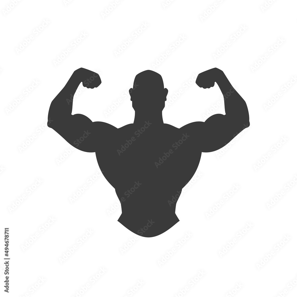 Bodybuilder logo template. Vector object or icon for sport label, gym ...