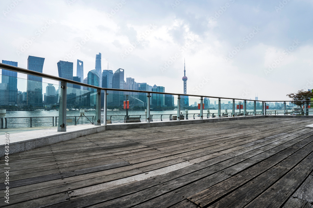 Fototapeta premium Urban modern commercial buildings and space platforms - background pictures of automobile advertisements