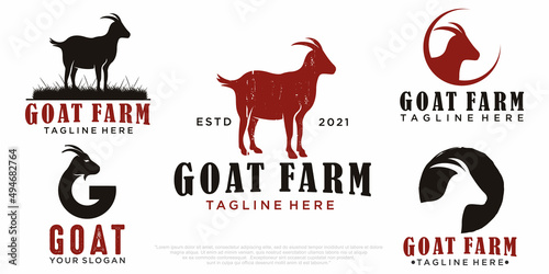 goat logo icon set design vector