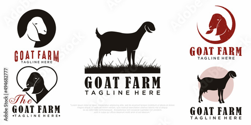 simple goat logo icon set design vector