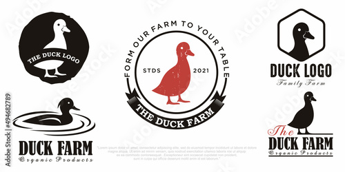 Duck logo vector illustration icon set design template