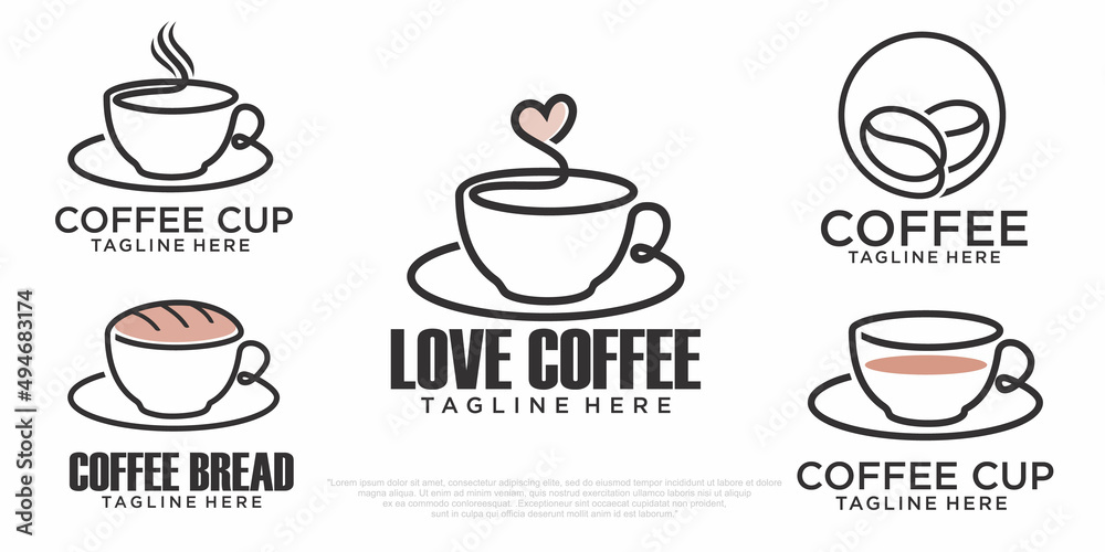 Coffee cup vector icon set logo design template. Vector coffee shop labels.