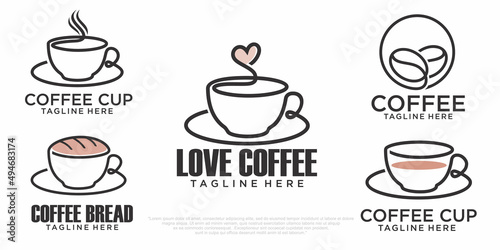 Coffee cup vector icon set logo design template. Vector coffee shop labels.