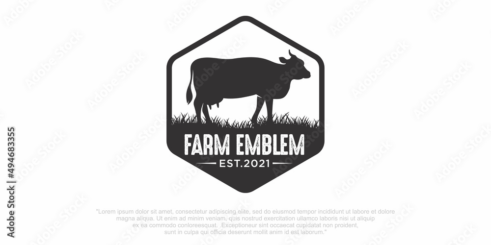 Obraz premium Cow breeder logo. beef vector.
