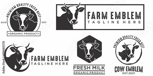 Vector of a cow head design on white background. Farm Animal icon set logo design vector.