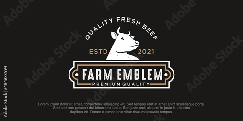 Cow head logo design template