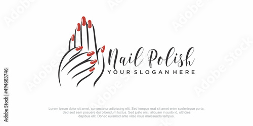 Nails art salon vector logo design template .