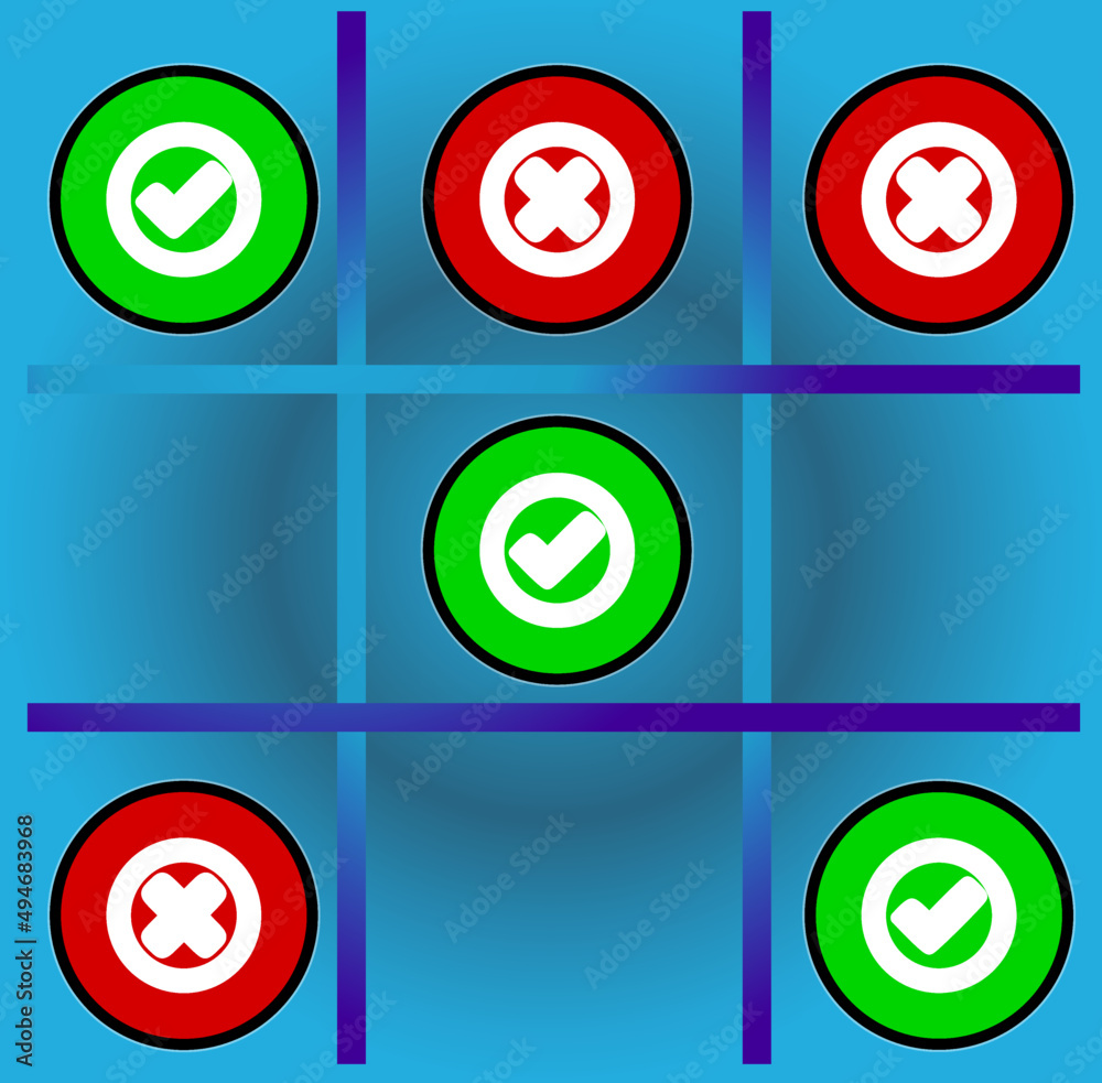 Check Marks Red Cross Icon Simple Vector Stock Illustration