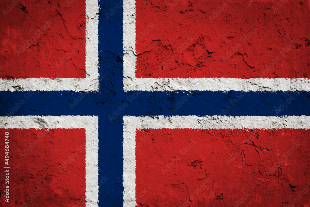Flag of Norway on old grunge wall background Flag of Norway on old grunge wall background