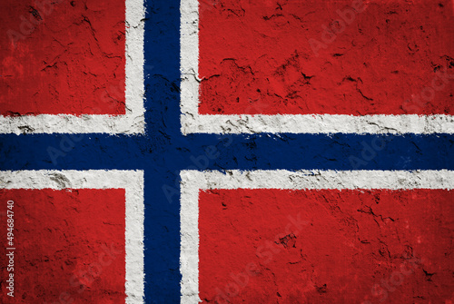 Flag of Norway on old grunge wall background 
