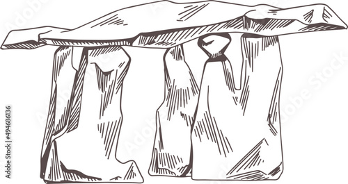 Big Rocks Construction Monochrome Hand Drawn Illustration