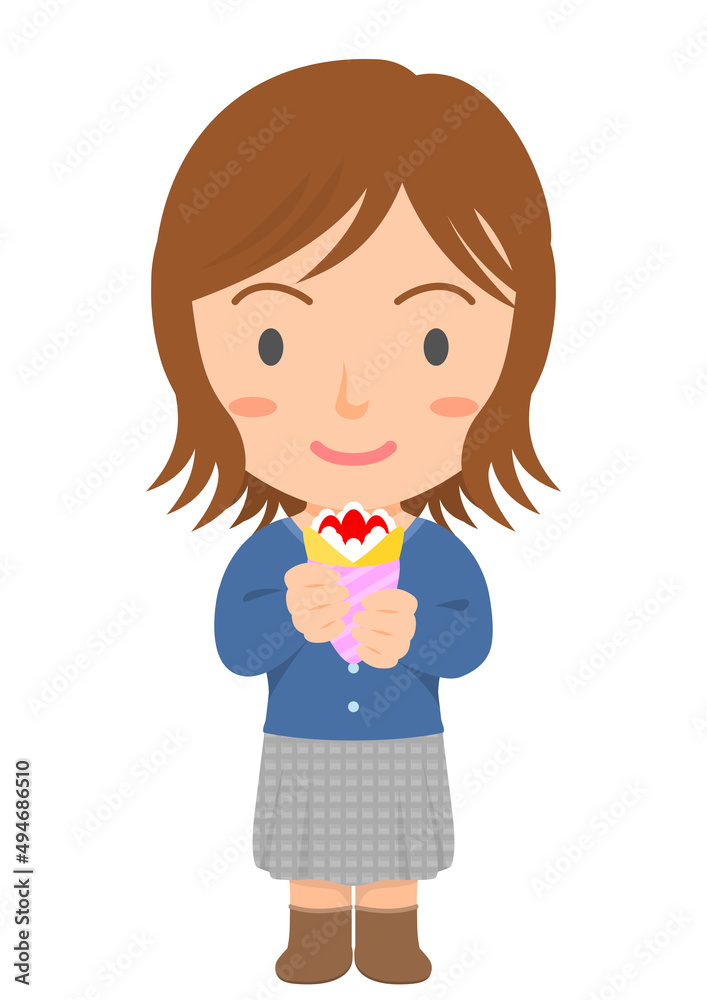 クレープを食べる女性