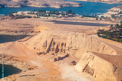 Aerial view of The Great Temple of The Pharaoh Rameses II and The Small Temple of Hathor and The Queen Nefertari.