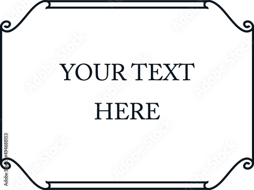 Border frame. Vector frame in the shape of parchment scroll manuscript isolated on white background. Shop, store, bar or pub outdoor sign