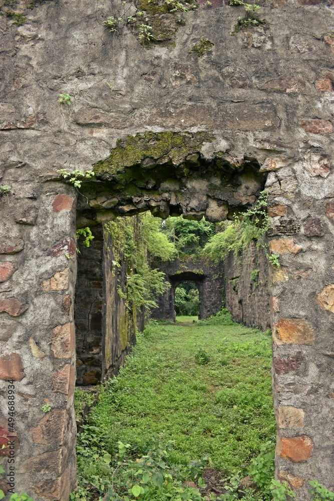 ruin of vasai fort , mumbai, india 