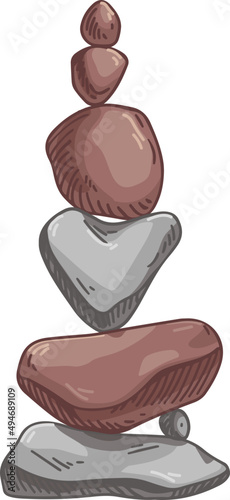 Pebble Stones Stack Colored Hand Drawn Illustration