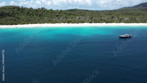 Aerial view of a beach in Whitsunday Islands
