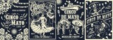 Monochrome posters collection for Cinco de Mayo