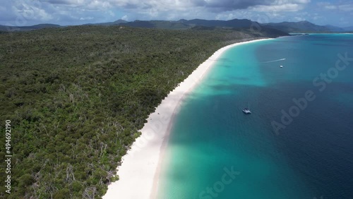 Aerial view of a beach in Whitsunday Islands
