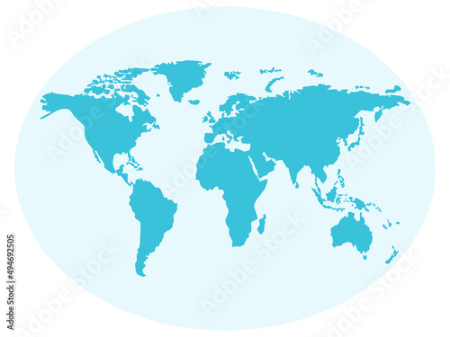 Blue world map with light blue background  world tour concept. travel
