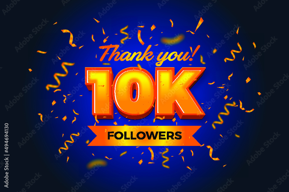 Thank you 10K follower, social media template design, 3d typography ...