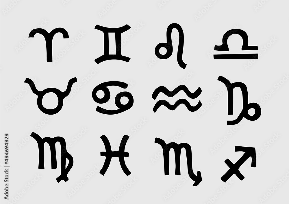Obraz premium Zodiac signs and symbols. Astrology, horoscope sign, graphic design elements.