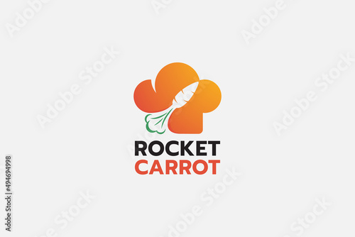 rocket carrot logo with a combination of a chef hat and a carrot as rocket.