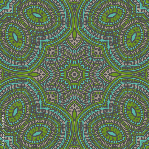 Ottoman traditional floral vector seamless pattern. Textile patchwork design. Ornate victorian motif. Porcelain decor design. Geometric shapes composition.