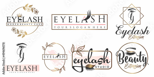 Beautiful eyelash logo template design photo