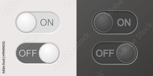 A set of radio buttons located on a light and dark background. 3 D. Vector illustration.