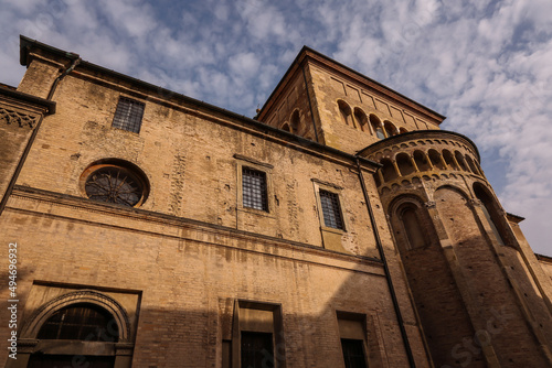 A view of exterior side of the historic Parma Cathedral, Italy. © RetoricMedia