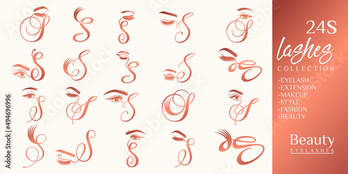Eyelashes logo with letter S concept