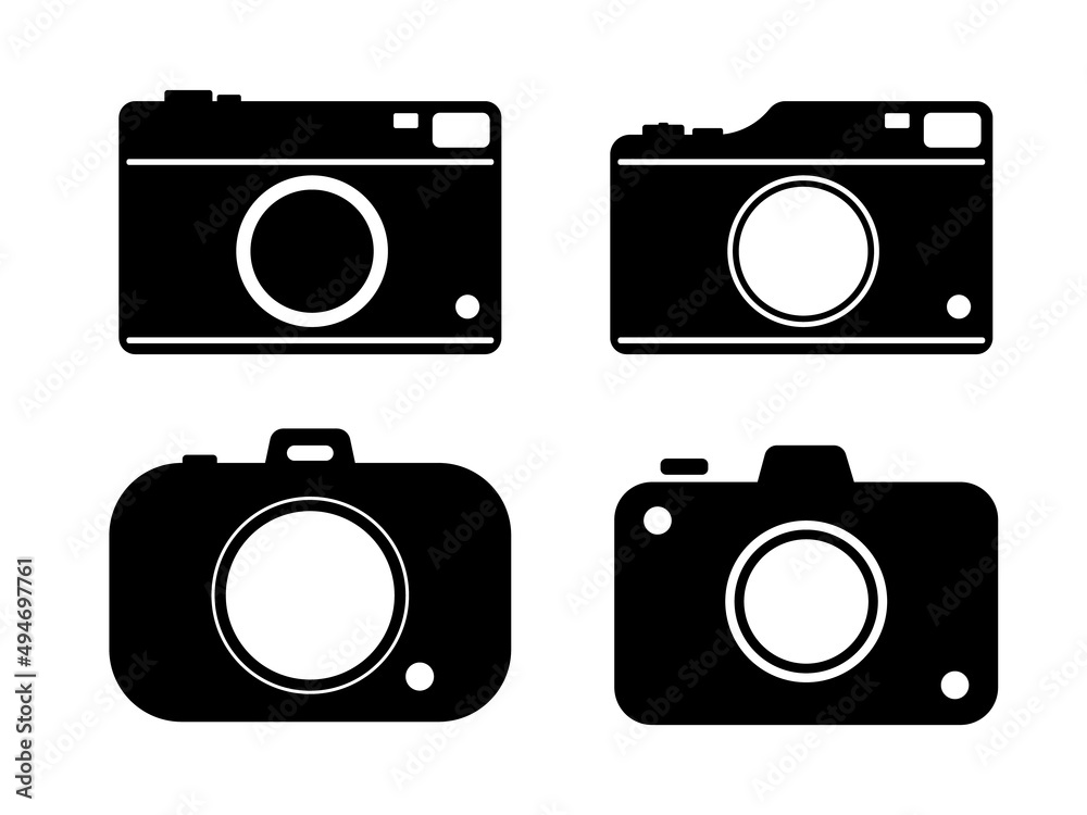 set of black and white camera icon element set of black and white camera icon element