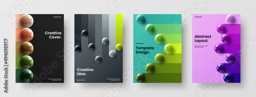 Original realistic balls magazine cover concept collection. Colorful banner design vector template set. © kitka