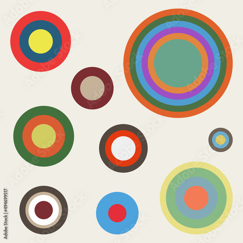 Logo icon retro circles 50s 60s 70s 80s 90s Vintage round sign emblem Colorful design Cartoon modern style Fashion print for clothes apparel greeting invitation card cover flyer poster banner art ad