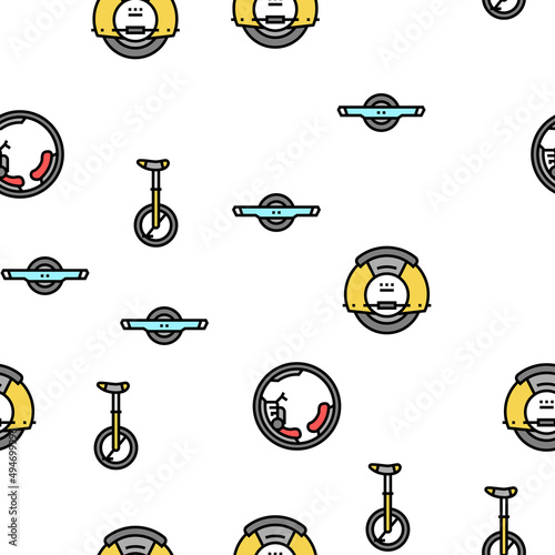 Personal Transport Vector Seamless Pattern Thin Line Illustration