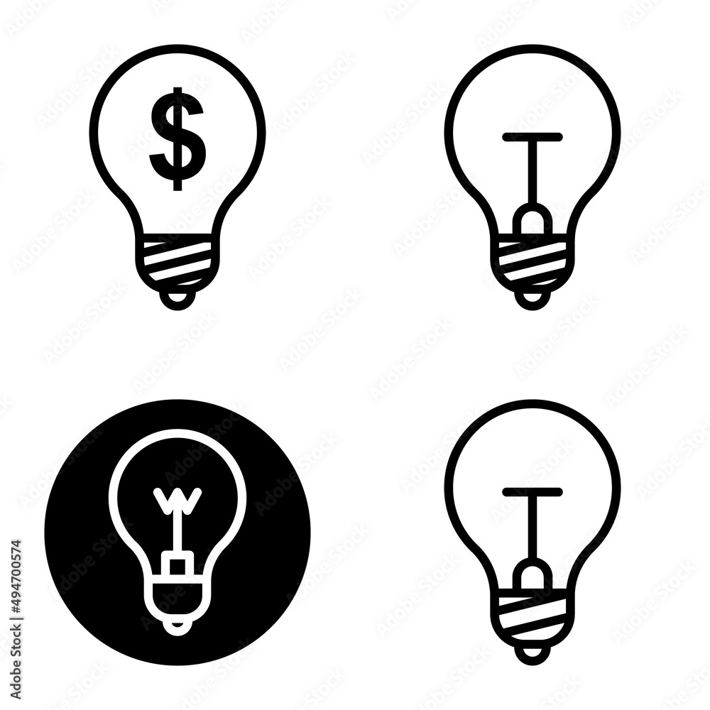Lightbulbs1-3 Flat Icon Set Isolated On White Background Lightbulbs1-3 Flat Icon Set Isolated On White Background